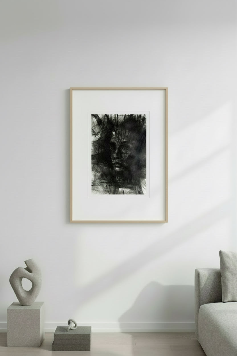 Scratch face | Original Charcoal Drawing