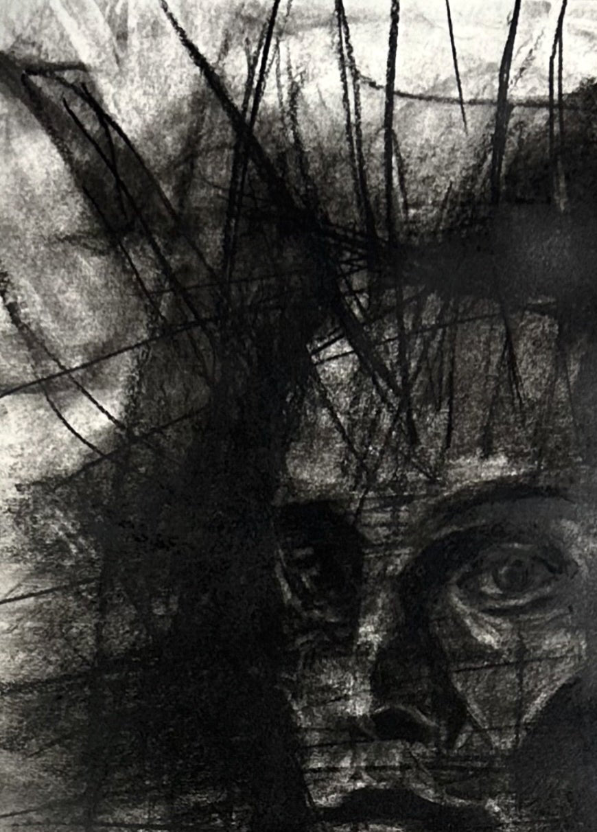 Scratch face | Original Charcoal Drawing